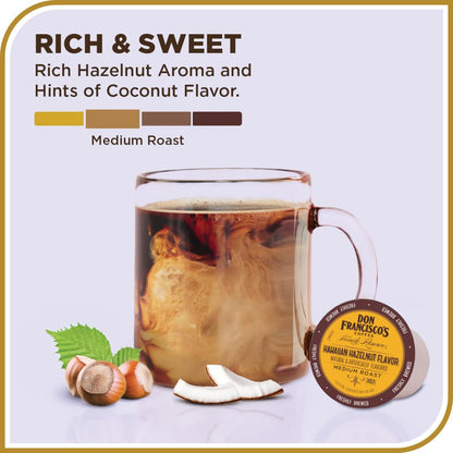 Don Francisco’S Hawaiian Hazelnut Flavored Medium Roast Coffee Pods - 55 Count - Recyclable Single-Serve Coffee Pods, Compatible with Your K- Cup Keurig Coffee Maker (Including 2.0)