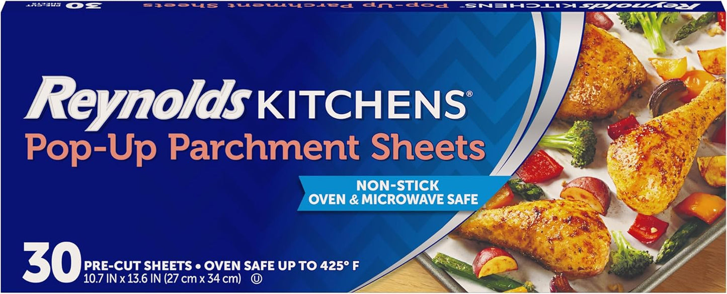 Kitchens Pop-Up Parchment Paper Sheets, 10.7X13.6 Inch, 30 Sheets