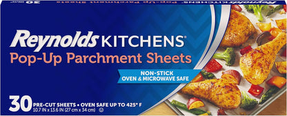 Kitchens Pop-Up Parchment Paper Sheets, 10.7X13.6 Inch, 30 Sheets