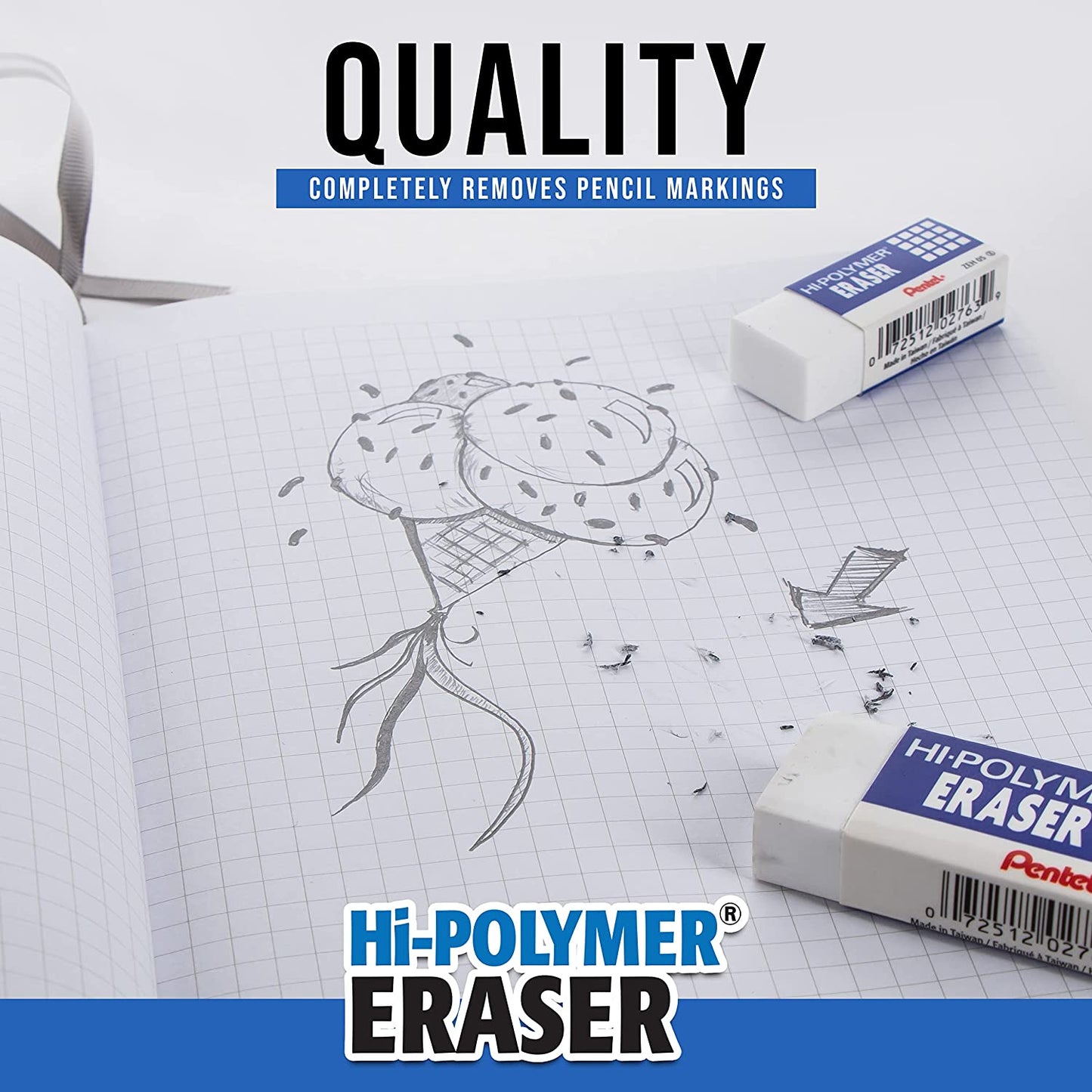 Hi-Polymer Block Eraser, Large, White, Pack of 10 ZEH-10 Erasers (ZEH10PC10)