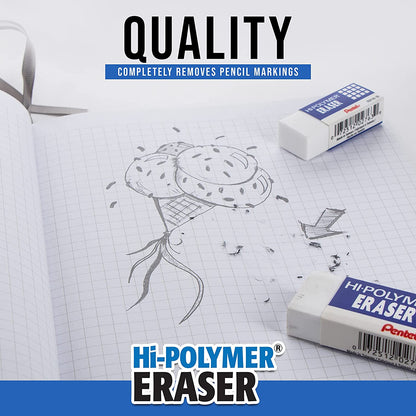 Hi-Polymer Block Eraser, Large, White, Pack of 10 ZEH-10 Erasers (ZEH10PC10)