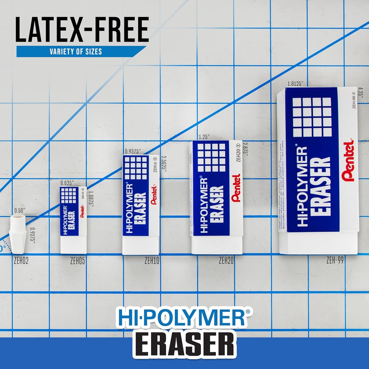 Hi-Polymer Block Eraser, Large, White, Pack of 10 ZEH-10 Erasers (ZEH10PC10)