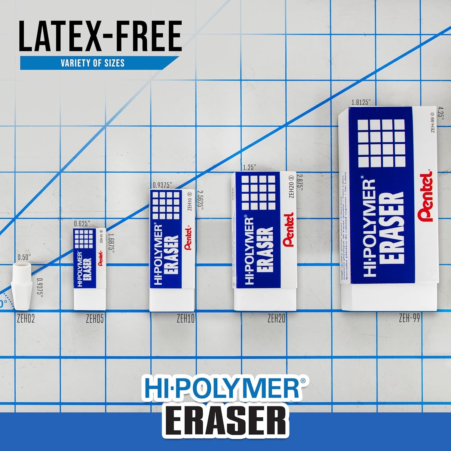 Hi-Polymer Block Eraser, Large, White, Pack of 10 ZEH-10 Erasers (ZEH10PC10)