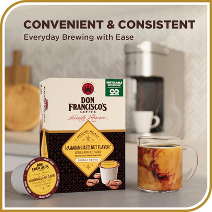 Don Francisco’S Hawaiian Hazelnut Flavored Medium Roast Coffee Pods - 55 Count - Recyclable Single-Serve Coffee Pods, Compatible with Your K- Cup Keurig Coffee Maker (Including 2.0)