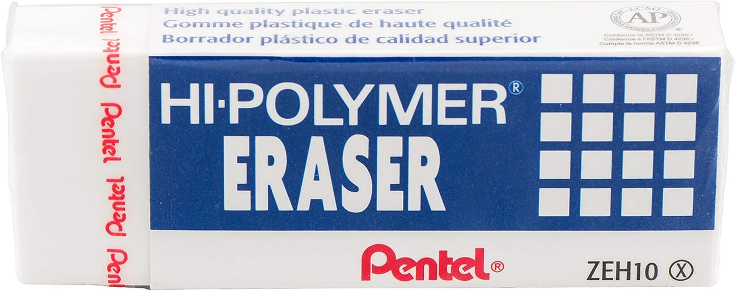 Hi-Polymer Block Eraser, Large, White, Pack of 10 ZEH-10 Erasers (ZEH10PC10)