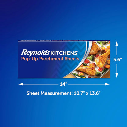 Kitchens Pop-Up Parchment Paper Sheets, 10.7X13.6 Inch, 30 Sheets